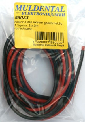 Cavo flex wire silicone, red, black 2,5 mm CW55043