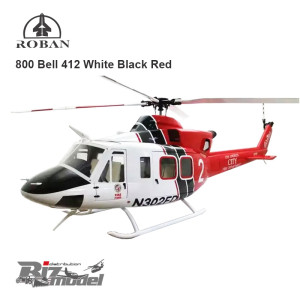 Elicottero Roban Bell 412 White Black Red 800 - ARF