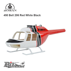 Fusoliera Roban 450 Bell 206 Jet Ranger Red White