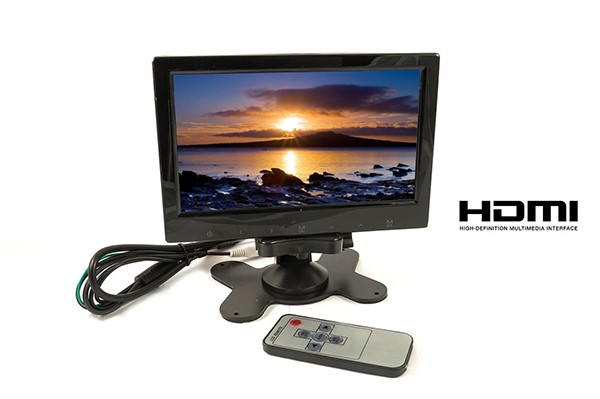 MONITOR LCD 7 POLLICI HDMI HD AV CON TELECOMANDO - Occhiali e Gimbal -  Droni e Accessori