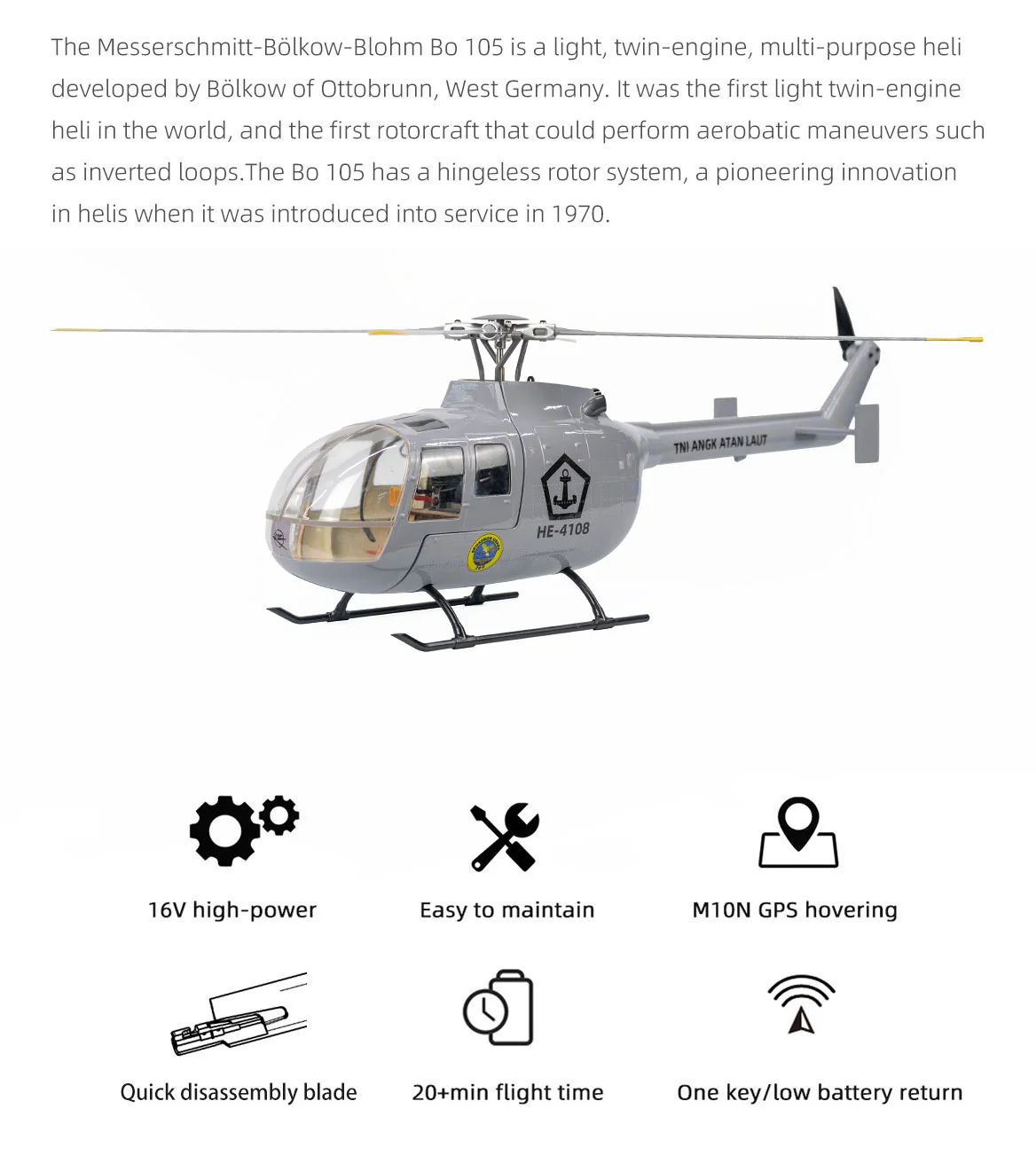 FlyWing BO-105 Grey
